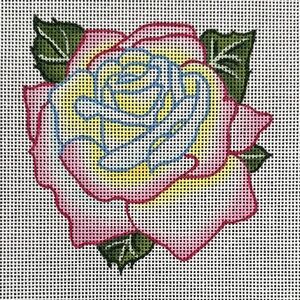 Rose Handpainted Needlepoint Canvas 18 mesh 4 inch design Robbyn’s Nest